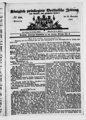 Königlich privilegirte Berlinische Zeitung von Staats- und gelehrten Sachen vom 30.09.1855