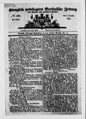 Königlich privilegirte Berlinische Zeitung von Staats- und gelehrten Sachen vom 02.10.1855
