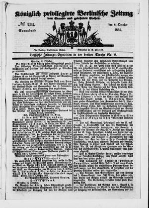 Königlich privilegirte Berlinische Zeitung von Staats- und gelehrten Sachen on Oct 6, 1855
