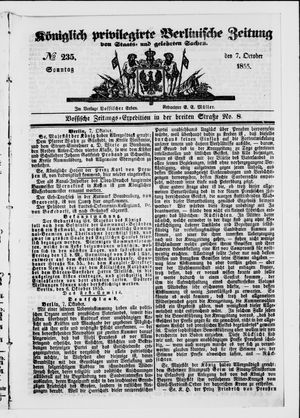 Königlich privilegirte Berlinische Zeitung von Staats- und gelehrten Sachen vom 07.10.1855
