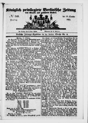 Königlich privilegirte Berlinische Zeitung von Staats- und gelehrten Sachen vom 19.10.1855