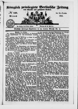 Königlich privilegirte Berlinische Zeitung von Staats- und gelehrten Sachen vom 24.10.1855
