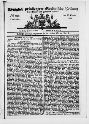 Königlich privilegirte Berlinische Zeitung von Staats- und gelehrten Sachen vom 25.10.1855