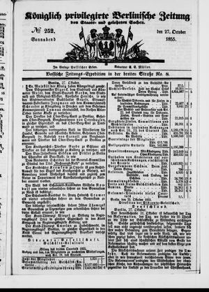 Königlich privilegirte Berlinische Zeitung von Staats- und gelehrten Sachen vom 27.10.1855