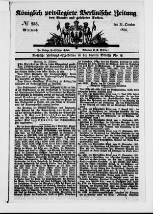 Königlich privilegirte Berlinische Zeitung von Staats- und gelehrten Sachen vom 31.10.1855