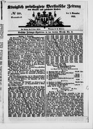 Königlich privilegirte Berlinische Zeitung von Staats- und gelehrten Sachen vom 03.11.1855