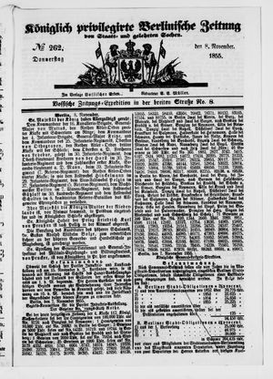 Königlich privilegirte Berlinische Zeitung von Staats- und gelehrten Sachen vom 08.11.1855