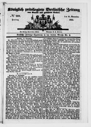 Königlich privilegirte Berlinische Zeitung von Staats- und gelehrten Sachen vom 16.11.1855