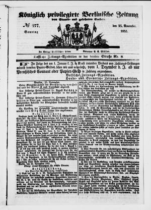 Königlich privilegirte Berlinische Zeitung von Staats- und gelehrten Sachen vom 25.11.1855