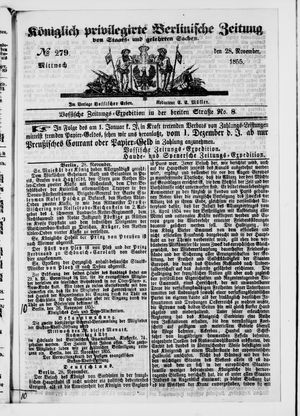 Königlich privilegirte Berlinische Zeitung von Staats- und gelehrten Sachen vom 28.11.1855