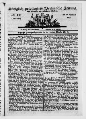 Königlich privilegirte Berlinische Zeitung von Staats- und gelehrten Sachen vom 29.11.1855
