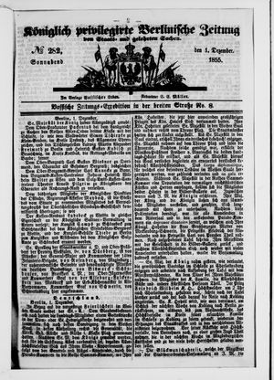 Königlich privilegirte Berlinische Zeitung von Staats- und gelehrten Sachen vom 01.12.1855
