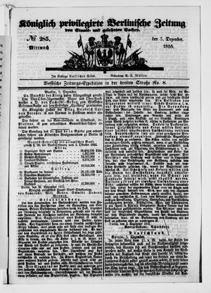 Königlich privilegirte Berlinische Zeitung von Staats- und gelehrten Sachen vom 05.12.1855