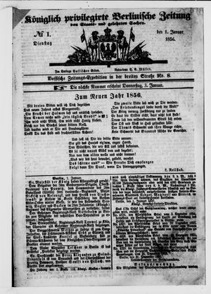 Königlich privilegirte Berlinische Zeitung von Staats- und gelehrten Sachen vom 01.01.1856