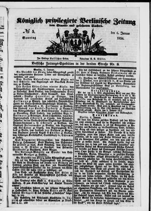 Königlich privilegirte Berlinische Zeitung von Staats- und gelehrten Sachen on Jan 6, 1856