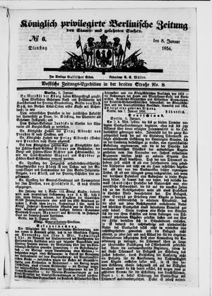 Königlich privilegirte Berlinische Zeitung von Staats- und gelehrten Sachen vom 08.01.1856