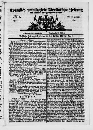 Königlich privilegirte Berlinische Zeitung von Staats- und gelehrten Sachen on Jan 11, 1856