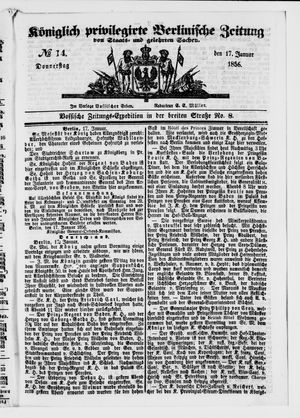 Königlich privilegirte Berlinische Zeitung von Staats- und gelehrten Sachen vom 17.01.1856