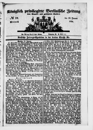Königlich privilegirte Berlinische Zeitung von Staats- und gelehrten Sachen vom 23.01.1856