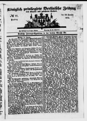Königlich privilegirte Berlinische Zeitung von Staats- und gelehrten Sachen vom 25.01.1856