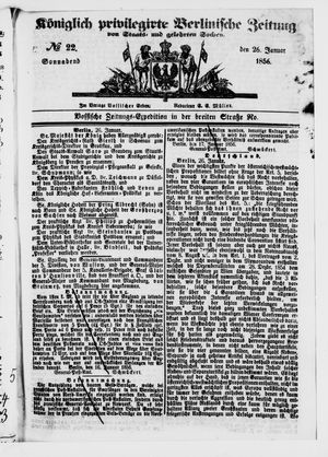 Königlich privilegirte Berlinische Zeitung von Staats- und gelehrten Sachen vom 26.01.1856