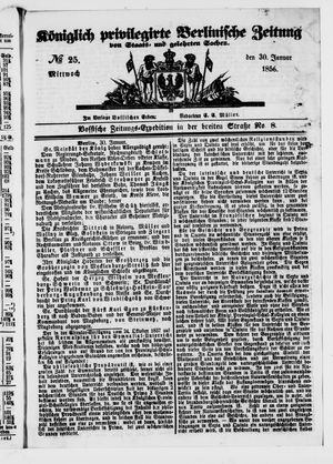 Königlich privilegirte Berlinische Zeitung von Staats- und gelehrten Sachen vom 30.01.1856