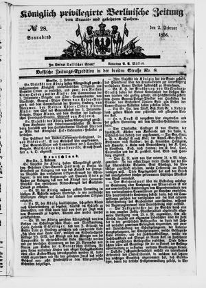 Königlich privilegirte Berlinische Zeitung von Staats- und gelehrten Sachen on Feb 2, 1856