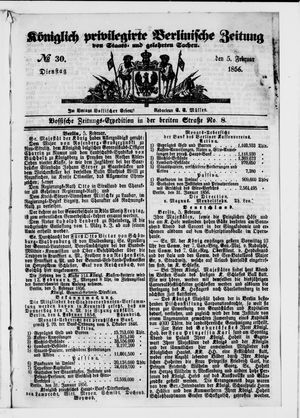 Königlich privilegirte Berlinische Zeitung von Staats- und gelehrten Sachen vom 05.02.1856