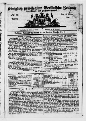 Königlich privilegirte Berlinische Zeitung von Staats- und gelehrten Sachen vom 15.02.1856