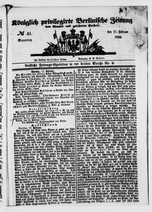 Königlich privilegirte Berlinische Zeitung von Staats- und gelehrten Sachen vom 17.02.1856