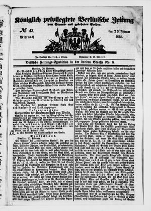 Königlich privilegirte Berlinische Zeitung von Staats- und gelehrten Sachen vom 20.02.1856