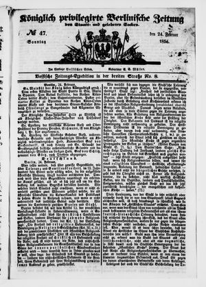 Königlich privilegirte Berlinische Zeitung von Staats- und gelehrten Sachen vom 24.02.1856