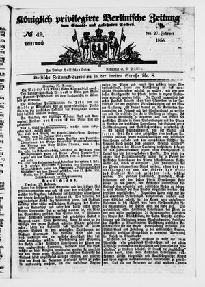Königlich privilegirte Berlinische Zeitung von Staats- und gelehrten Sachen vom 27.02.1856