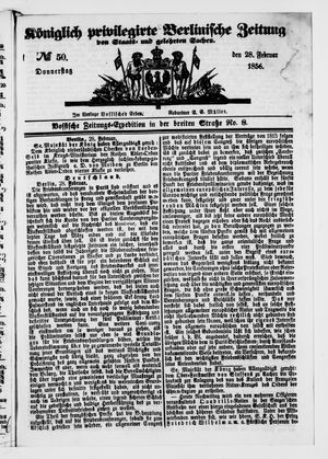 Königlich privilegirte Berlinische Zeitung von Staats- und gelehrten Sachen vom 28.02.1856