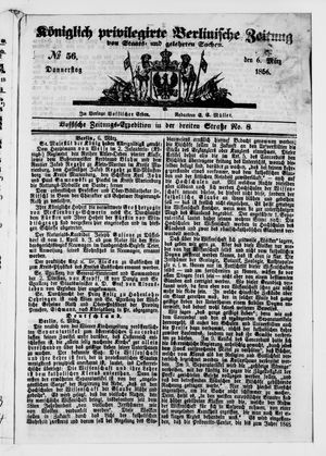 Königlich privilegirte Berlinische Zeitung von Staats- und gelehrten Sachen vom 06.03.1856