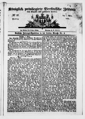Königlich privilegirte Berlinische Zeitung von Staats- und gelehrten Sachen vom 07.03.1856