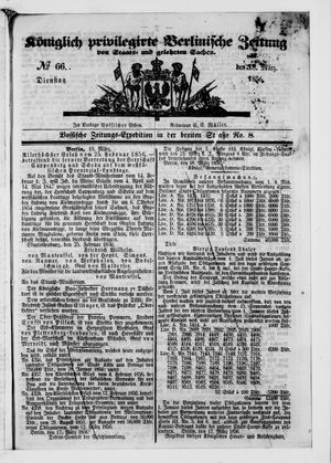 Königlich privilegirte Berlinische Zeitung von Staats- und gelehrten Sachen vom 18.03.1856
