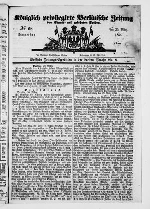Königlich privilegirte Berlinische Zeitung von Staats- und gelehrten Sachen vom 20.03.1856