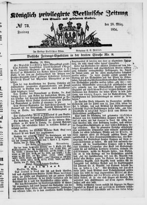 Königlich privilegirte Berlinische Zeitung von Staats- und gelehrten Sachen vom 28.03.1856