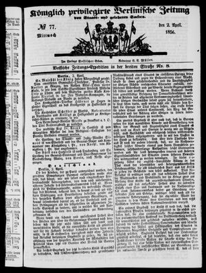 Königlich privilegirte Berlinische Zeitung von Staats- und gelehrten Sachen vom 02.04.1856