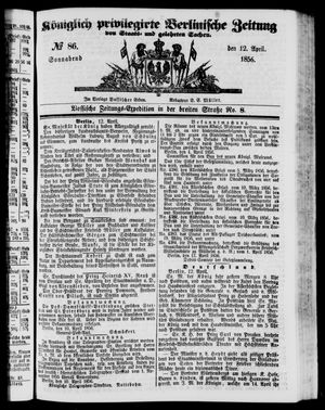Königlich privilegirte Berlinische Zeitung von Staats- und gelehrten Sachen vom 12.04.1856
