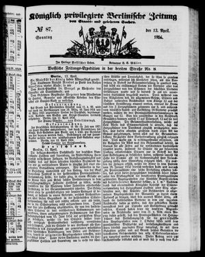 Königlich privilegirte Berlinische Zeitung von Staats- und gelehrten Sachen vom 13.04.1856