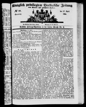 Königlich privilegirte Berlinische Zeitung von Staats- und gelehrten Sachen vom 27.04.1856