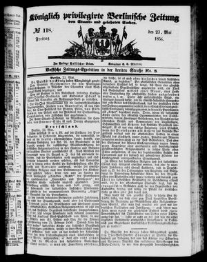 Königlich privilegirte Berlinische Zeitung von Staats- und gelehrten Sachen vom 23.05.1856