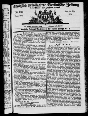 Königlich privilegirte Berlinische Zeitung von Staats- und gelehrten Sachen vom 29.05.1856