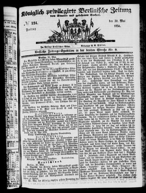 Königlich privilegirte Berlinische Zeitung von Staats- und gelehrten Sachen vom 30.05.1856