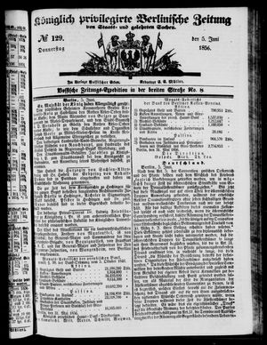 Königlich privilegirte Berlinische Zeitung von Staats- und gelehrten Sachen vom 05.06.1856