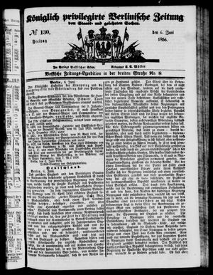 Königlich privilegirte Berlinische Zeitung von Staats- und gelehrten Sachen vom 06.06.1856