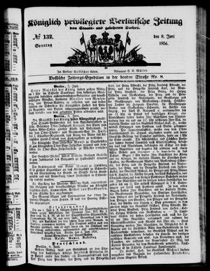 Königlich privilegirte Berlinische Zeitung von Staats- und gelehrten Sachen vom 08.06.1856
