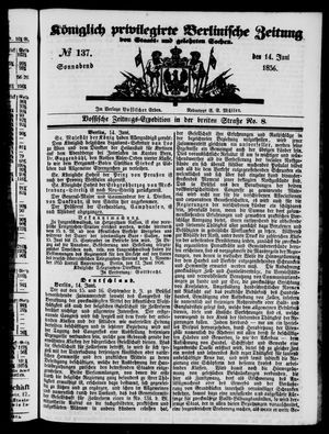Königlich privilegirte Berlinische Zeitung von Staats- und gelehrten Sachen vom 14.06.1856